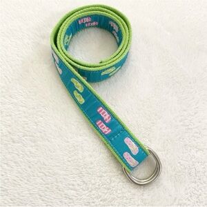 Douglas Paquette Flip Flop Ribbon D-Ring Belt Small Preppy Beach Canvas